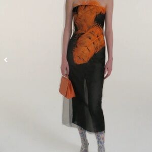 16ARLINGTON FALL ‘21 RUNWAY DRESS 1/1 black with ostrich feathers. Rare!